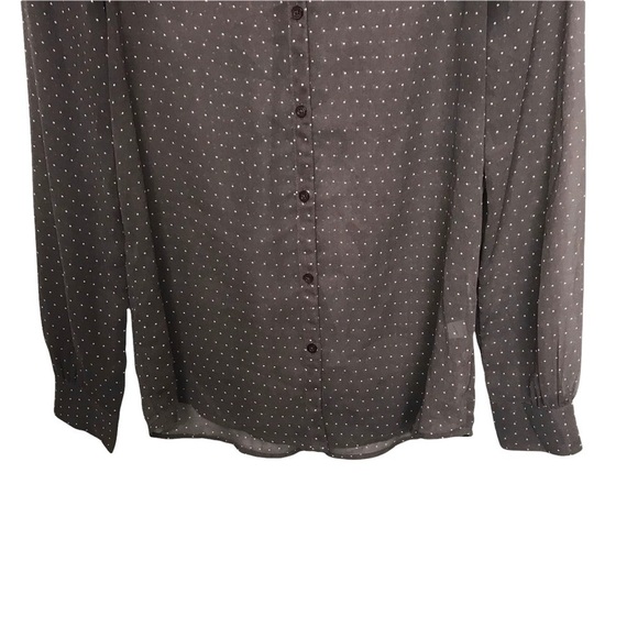 14th and Union Sheer Brown Polka Dot Long Sleeve Button Up Shirt - Picture 4 of 11